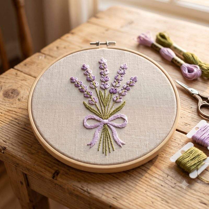 Bordado de lavanda pronto